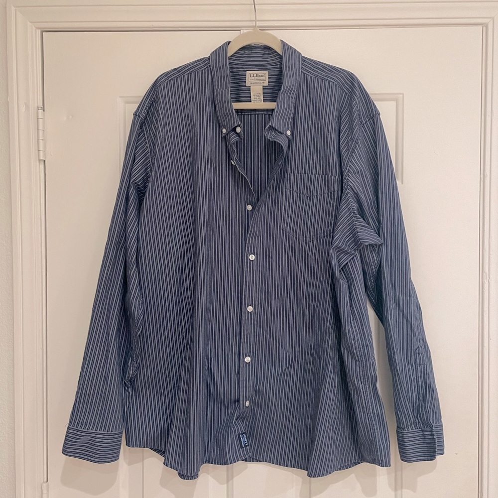 LL Bean Mens Button Up Striped Shirt Traditional Fit 3XL XXXL L.L. Bean